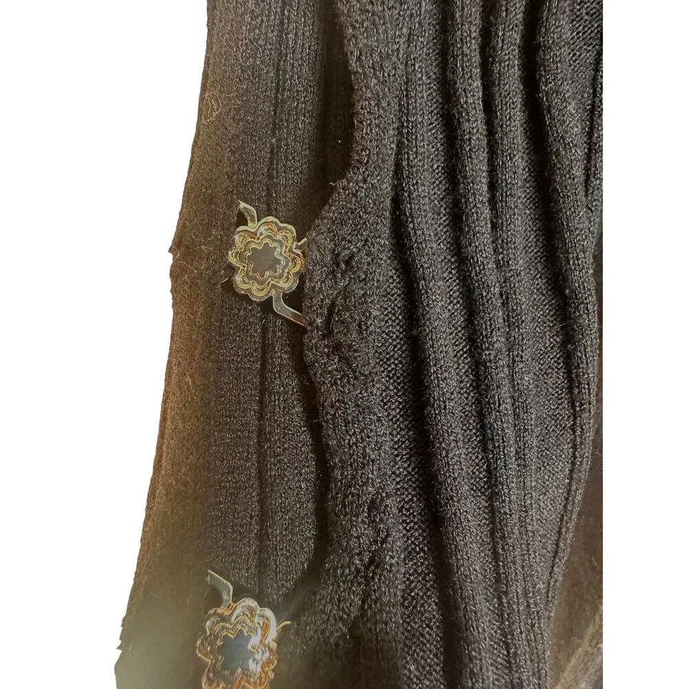 Maje Black Ribbed Knit Mini Dress SMALL Career Fit Flare Long Bell Sleeve $300 - Picture 13 of 13